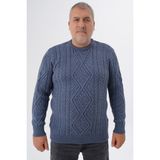 Trist Star Büyük Beden Trist Star Erkek İndigo Yün Kazak Bisiklet Yaka Düz Tasarım - 5XL