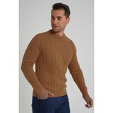 Trist Star Erkek Baklava Yürütmeli Saç Örgülü Bisiklet Yaka Yün Kazak TRIST-5347 - Hardal - XL