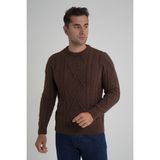 Trist Star Erkek Baklava Yürütmeli Saç Örgülü Bisiklet Yaka Yün Kazak TRIST-5347 - Kahve - 2XL