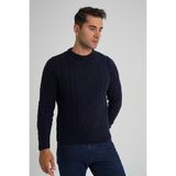 Trist Star Erkek Baklava Yürütmeli Saç Örgülü Bisiklet Yaka Yün Kazak TRIST-5347 - Lacivert - 2XL