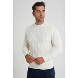 Trıst Star Erkek Bisiklet Yaka Saç Örgülü Yün Kazak TRIST-5346 - Kemik - 2XL