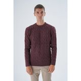 Trist Star Erkek Bordo Bisiklet Yaka Saç Örgülü Yün Triko Örme Kazak TRIST-5324 - 2XL