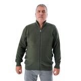 TRİST STAR Erkek Büyük Beden Fermuarlı Dik Yaka Triko Hırka TRIST-2114, Haki - 3XL