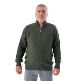 TRİST STAR Erkek Büyük Beden Fermuarlı Dik Yaka Triko Hırka TRIST-2114, Haki - 6XL