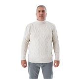 TRİST STAR Erkek Büyük Beden Pirinç Saç Örgülü Triko Kazak Trist-2118, Bej - 3XL