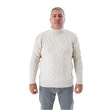 TRİST STAR Erkek Büyük Beden Pirinç Saç Örgülü Triko Kazak Trist-2118, Bej - 6XL