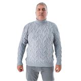 TRİST STAR Erkek Büyük Beden Pirinç Saç Örgülü Triko Kazak Trist-2118, Gri - 4XL