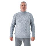 TRİST STAR Erkek Büyük Beden Pirinç Saç Örgülü Triko Kazak Trist-2118, Gri - 5XL