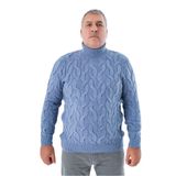 TRİST STAR Erkek Büyük Beden Pirinç Saç Örgülü Triko Kazak Trist-2118, İndigo - 3XL