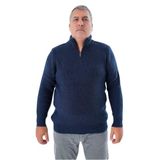 TRİST STAR Erkek Büyük Beden Zikzak Desenli Triko Kazak TRIST-2117, Lacivert - 4XL