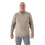 TRİST STAR Erkek Büyük Beden Zikzak Desenli Triko Kazak TRIST-2117, Vizon - 4XL