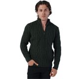 TRİST STAR Erkek Dik Yaka Triko Yün Hırka Trıst-5299, Haki - 2XL