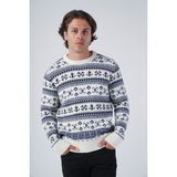 Trist Star Erkek Jakarlı Çapa Desen Bisiklet Yaka Triko Yün Kazak TRIST-5308 - 2XL - Kemik