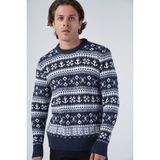 Trist Star Erkek Jakarlı Çapa Desen Bisiklet Yaka Triko Yün Kazak TRIST-5308 - 2XL - Lacivert