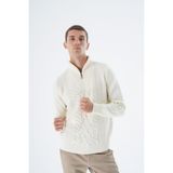 Trist Star Erkek Kemik Dik Yaka Fermuarlı Yarım Balıkçı Yün Triko Örme Kazak TRIST-5325 - 2XL
