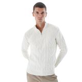 TRİST STAR Erkek Örgülü Yün Triko Kazak TRIST-5344, Kemik - 2XL