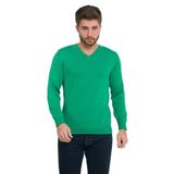 TRİST STAR Erkek Pamuklu V Yaka Triko Kazak Triko-1102, Koyu Yeşil - 2XL