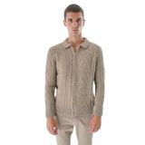 TRİST STAR Erkek Polo Yaka Triko Örme Hırka TRIST-5327, Vizon - 2XL
