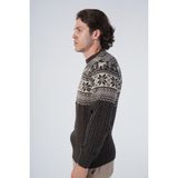 Trist Star Erkek Saç Örgülü Jakarlı Geyik Desenli Bisiklet Yaka Triko Yün Kazak TRIST-5311 - Kahve - 2XL