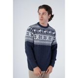 Trist Star Erkek Saç Örgülü Jakarlı Geyik Desenli Bisiklet Yaka Triko Yün Kazak TRIST-5311 - Lacivert - 2XL