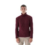 TRİST STAR Erkek Saç Örgülü Yün Triko Kazak TRIST-5338, Bordo - M