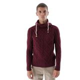 TRİST STAR Erkek Saç Örgülü Yün Triko Kazak TRIST-5342, Bordo - L