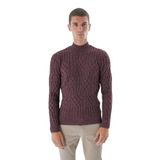 TRİST STAR Erkek Saç Örgülü Yün Triko Kazak TRIST-5343, Bordo - 2XL
