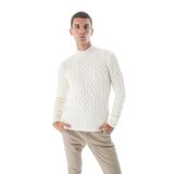 TRİST STAR Erkek Saç Örgülü Yün Triko Kazak TRIST-5343, Kemik - 2XL