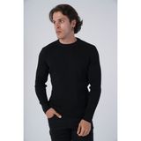 Trist Star Erkek Siyah Saç Örgülü Bisiklet Yaka %100 Pamuk Kazak TRIST-1196 - 2XL