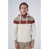 Trist Star Erkek Vizon-Bej Saç Örgülü Desenli Şal Yaka Triko Yün Kazak TRIST-5304 - XL - Vizon - Bej
