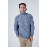 Trist Star Erkek Yürütme Saç Örgülü Çarpı Desenli Balıkçı Yaka Triko Yün Kazak TRIST-5310 - 2XL - Havacı