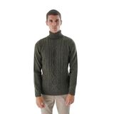 TRİST STAR Erkek Yürütme Saç Örgülü Yün Triko Kazak TRIST-5336, Haki - 2XL