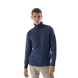 TRİST STAR Erkek Yürütme Saç Örgülü Yün Triko Kazak TRIST-5336, Lacivert - XL