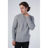 Trist Star Erkek Yürütme Saç Sepet Örgü Bisiklet Yaka Triko Yün Kazak TRIST-5309 - 2XL - Gri