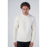 Trist Star Erkek Yürütme Saç Sepet Örgü Bisiklet Yaka Triko Yün Kazak TRIST-5309 - 2XL - Kemik