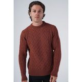 Trist Star Erkek Yürütme Saç Sepet Örgü Bisiklet Yaka Triko Yün Kazak TRIST-5309 - 2XL - Kiremit
