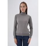 Trist Star Kadın %100 Organik Pamuk Balıkçı Yaka Triko Kazak TRIST-6103 - Kül - 2XL