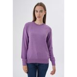 Trist Star Kadın %100 Organik Pamuk Bisiklet Yaka Triko Kazak TRIST-6101 - Koyu Lila - 2XL