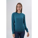 Trist Star Kadın %100 Organik Pamuk Bisiklet Yaka Triko Kazak TRIST-6101 - Petrol - 2XL