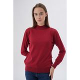 Trist Star Kadın %100 Organik Pamuk Yarım Balıkçı Yaka Triko Kazak Örme Bluz TRIST-6104 - Bordo - XL