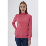 Trist Star Kadın %100 Organik Pamuk Yarım Balıkçı Yaka Triko Kazak Örme Bluz TRIST-6104 - Koyu Pembe - 2XL