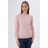 Trist Star Kadın %100 Organik Pamuk Yarım Balıkçı Yaka Triko Kazak Örme Bluz TRIST-6104 - Pembe