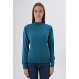 Trist Star Kadın %100 Organik Pamuk Yarım Balıkçı Yaka Triko Kazak Örme Bluz TRIST-6104 - Petrol - 2XL