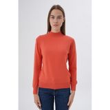 Trist Star Kadın %100 Organik Pamuk Yarım Balıkçı Yaka Triko Kazak Örme Bluz TRIST-6104 - Somon - 2XL