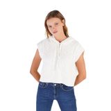 TRİST STAR Kadın Kapüşonlu Oversize Yün Triko Süveter TRIST-6131, Kemik - XL