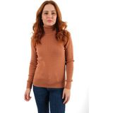 Trist Star Kadın Kiremit %100 Organik Pamuk Balıkçı Yaka Saç Örgülü Triko Kazak Örme Bluz TRIST-6156 - XL
