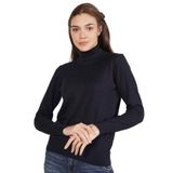 TRİST STAR Kadın Lacivert%100 Organik Pamuk Balıkçı Yaka Triko Kazak Trıst-6103-2XL
