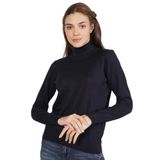 TRİST STAR Kadın Lacivert%100 Organik Pamuk Balıkçı Yaka Triko Kazak Trıst-6103-L
