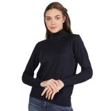 TRİST STAR Kadın Lacivert%100 Organik Pamuk Balıkçı Yaka Triko Kazak Trıst-6103-XL
