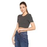 TRİST STAR Kadın Likralı Crop Bluz Trist-6125, Antrasit - L